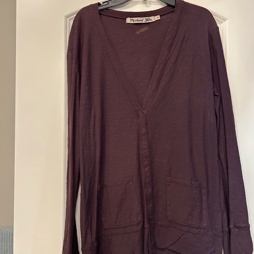 Michael Stars Plum V-Neck Cardigan